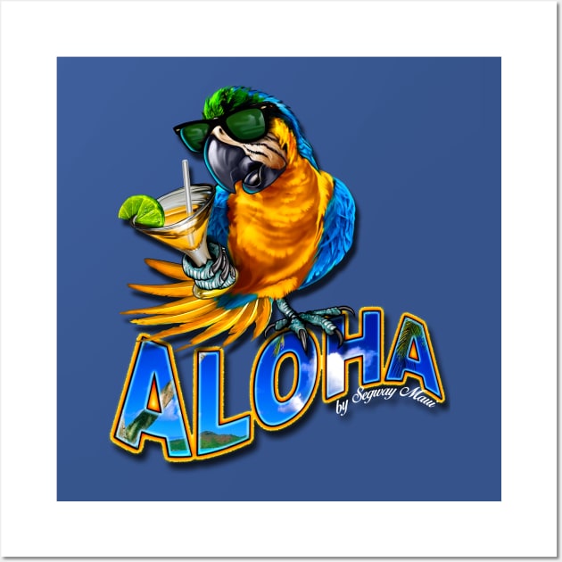 Drinking Parrot with Aloha Wall Art by Aloha Designs